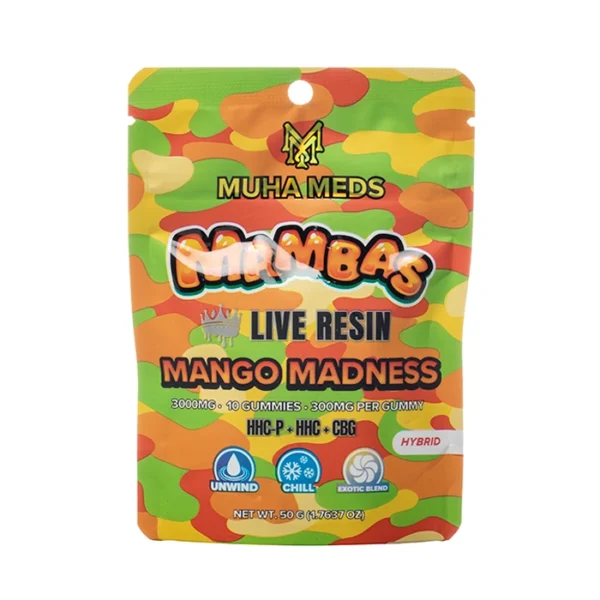 Mango-Madness-Hibrida-Muha-Meds-Gummies Gomitas Muha Meds Mambas 3000mg THC